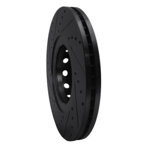 Audi A8 Brake Rotor (1) - Front Right - R1 Concepts - Drilled & Slotted - Black - `00-`03